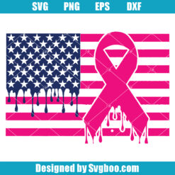 American Flag with Pink Ribbon Svg