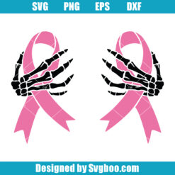 Boob Skeleton Hand Breast Cancer Ribbon Svg