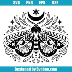 Butterfly and Luna Mystical Svg, Celestial Boho Moth Svg, Butterfly Svg