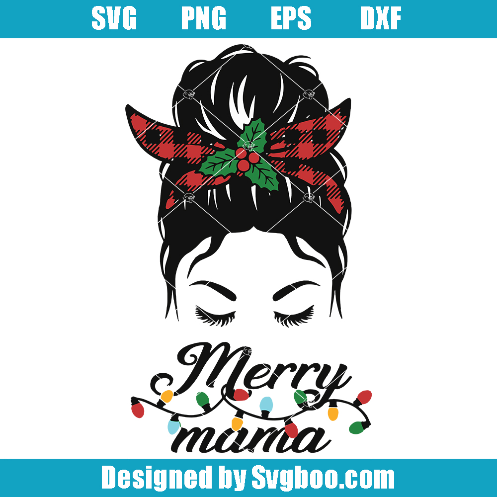 Christmas Messy Bun Svg, Merry Mama Svg, Merry christmas Svg Christmas Messy Bun Svg