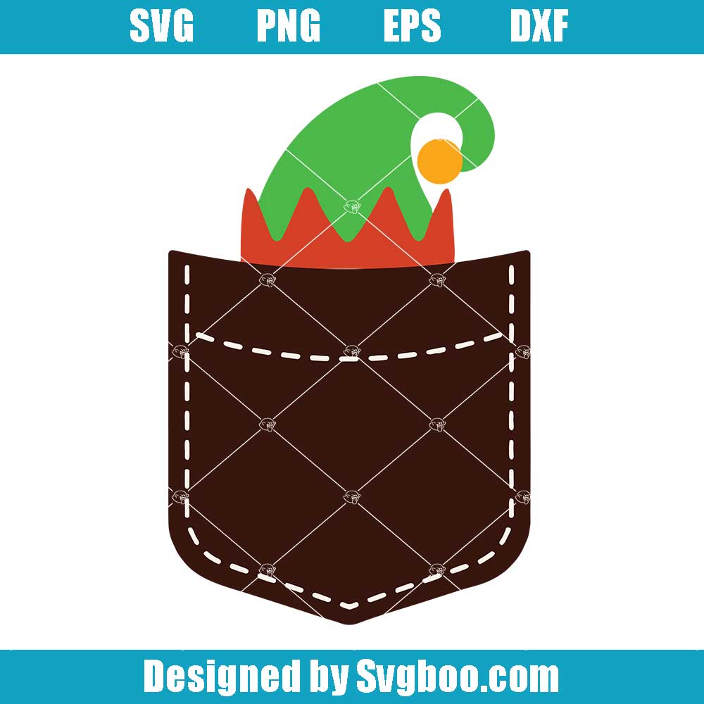 Fake-Pocket-with-Elf-Hat-Svg,-Christmas-Pocket-Svg,-Baby-Christmas-Svg