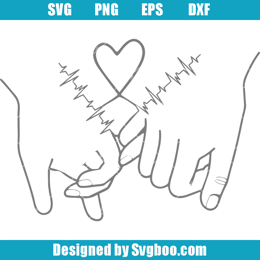 Heart Beart Holding Hands Svg, Pinky Hold Svg, Love Svg