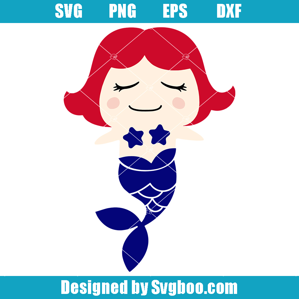 4th of July Little Mermaid Svg, Patriotic Mermaid Svg, Independence Svg