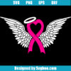 Angel Wings with Halo Hot pink Ribbon Svg