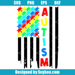 Autism Awareness With American Flag Svg, Autism Flag Svg