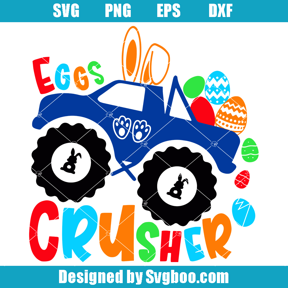 Crushing Eggs Svg, Monster Truck Easter Svg, Easter Boy Svg Crushing Eggs Svg