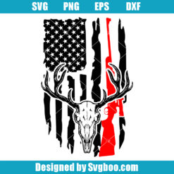 Distressed American flag Rifle Svg, Deer Skull svg  Deer Hunting Svg