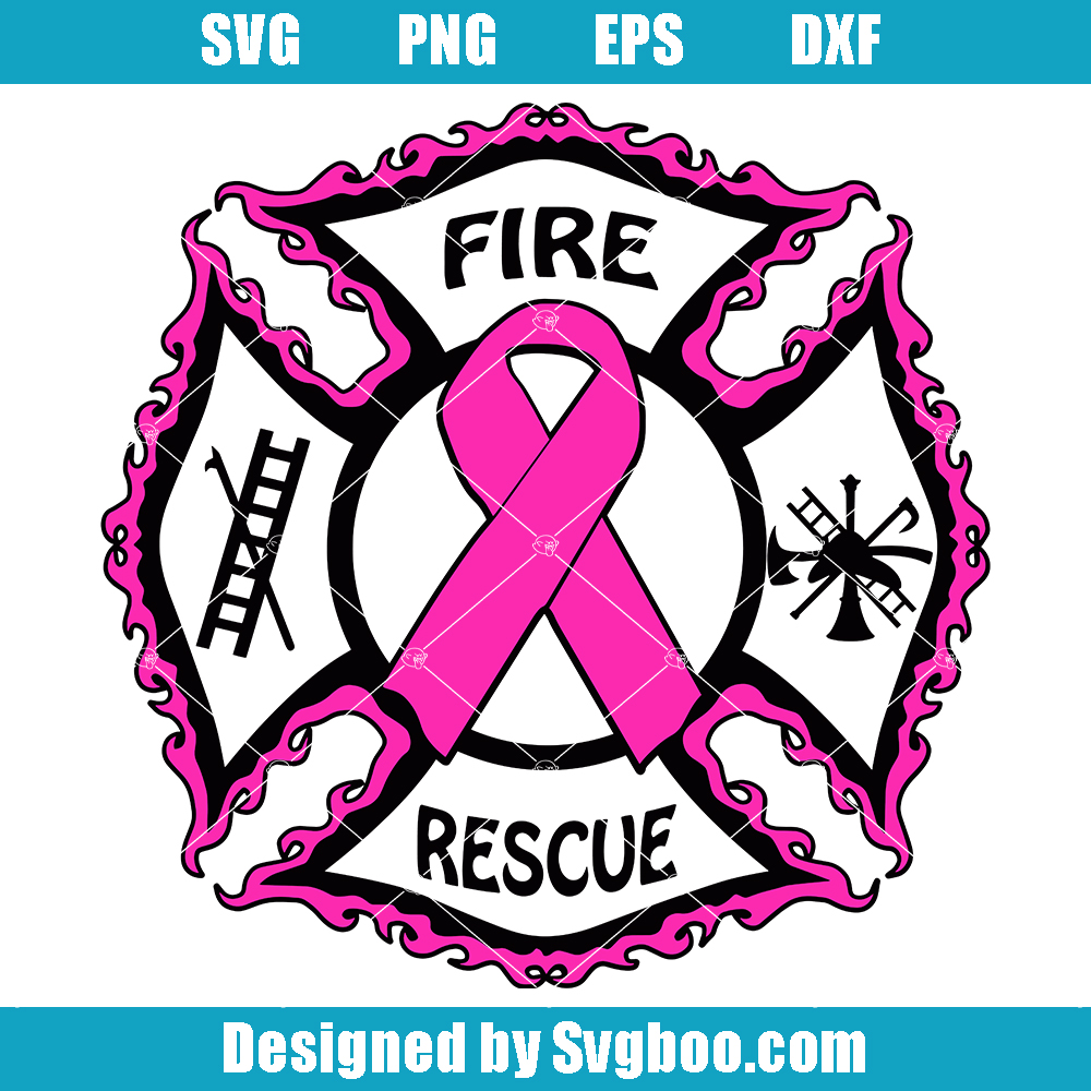 Fire Dept Pink Ribbon Svg, Breast Cancer Awareness Svg