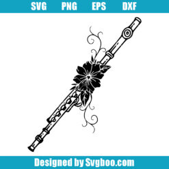 Floral Flute Svg, Marching Band Svg, Musical Instrument Svg