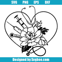 Floral Medical tools with Love Svg, Nurse Frame Svg, Nurse Love Svg