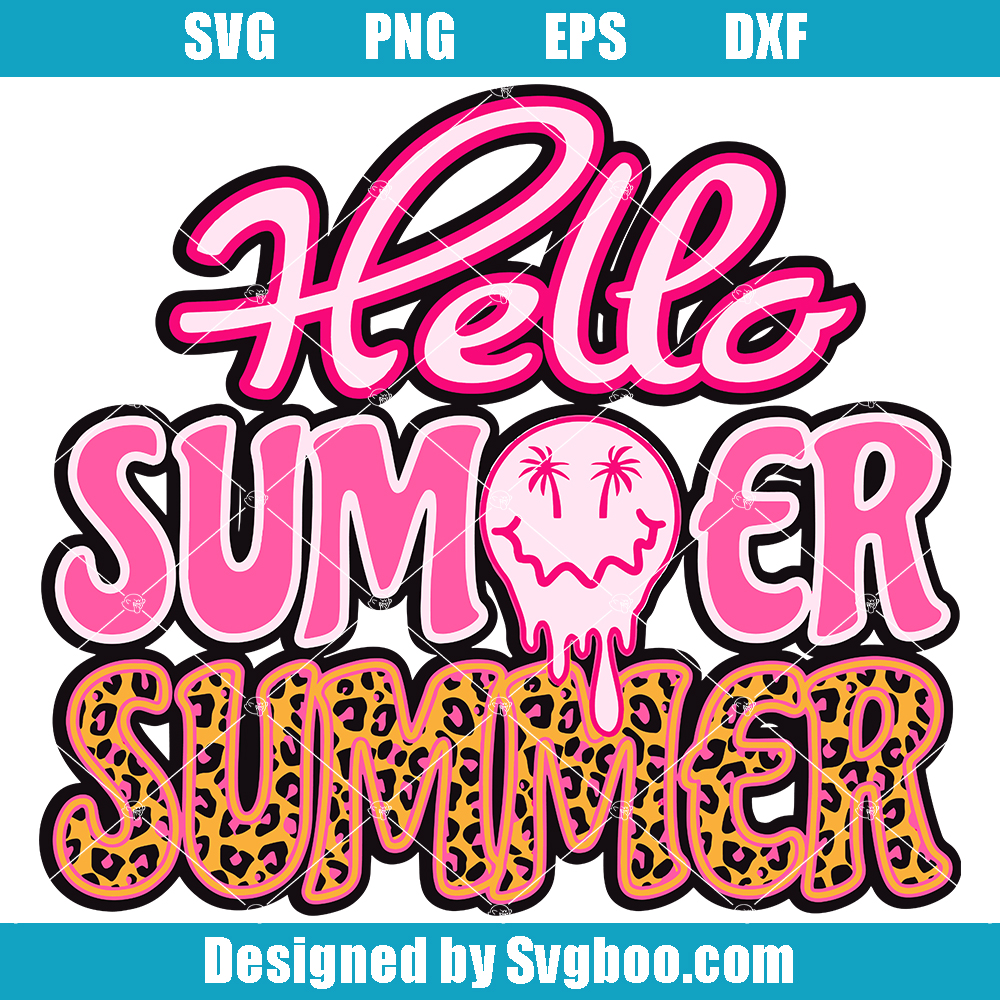 Hello Summer Svg, Summer Leopard Svg, Sunset Beach Svg