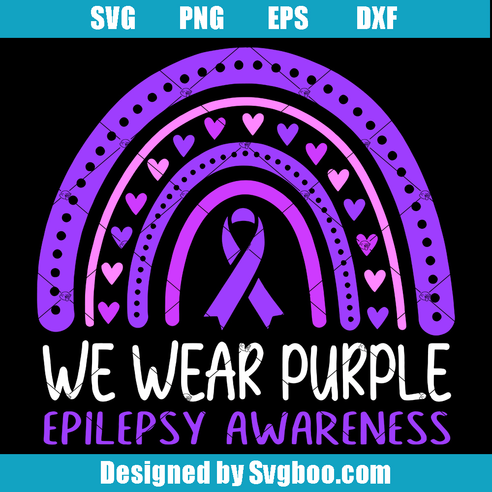 In April We Wear Purple Svg, Epilepsy Awareness Svg, Boho Rainbow Svg In April We Wear Blue Svg