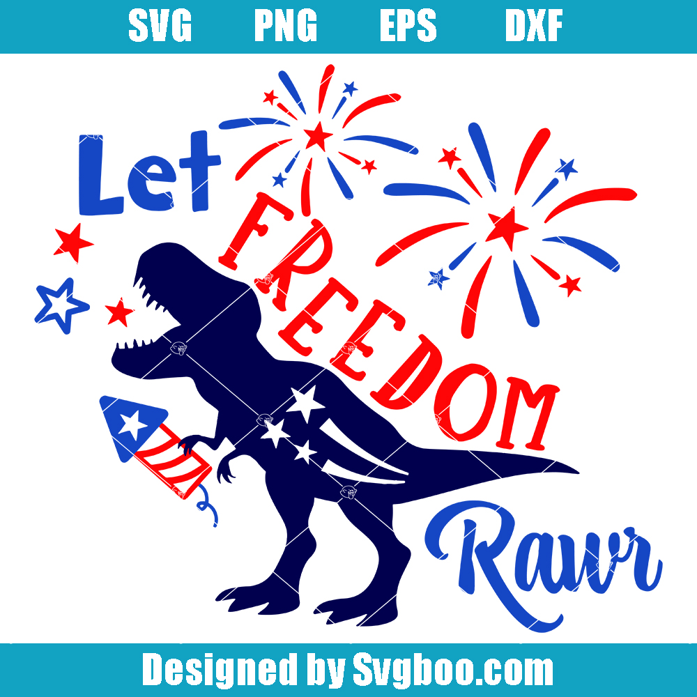 Let Freedom Rawr Svg, 4th of July Dinosaur Svg, Boys Patriotic Svg