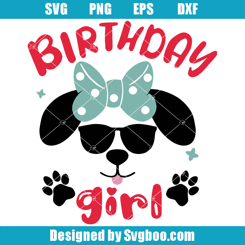 Puppy With Bow Svg, Birthday Girl Puppy Svg, Puppy Face Svg Puppy With Bow Svg