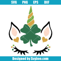 St Patricks Day Unicorn Svg, Four Leaf Clover Svg, Unicorn Svg
