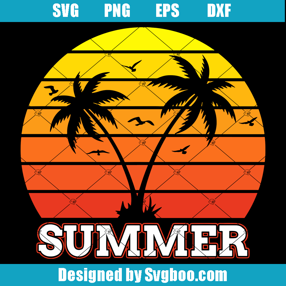 Summer Sunset Svg, Palm Trees Svg, Beach Svg