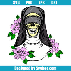 Blossomed Blind Nun Skull Svg