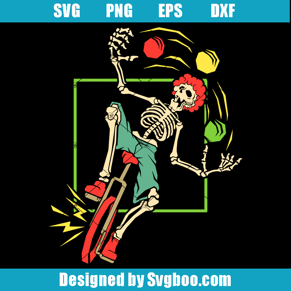 Clown on a Bike Juggles Balls Svg, Clown Skeleton Svg