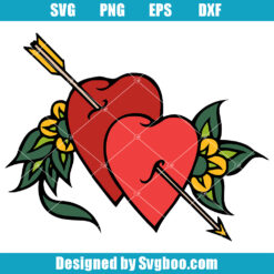 Couple Hearts Arrow Svg, Valentine Day Svg, Hearts Tattoo Svg