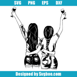 Girl Best Friends with Red Wine Svg