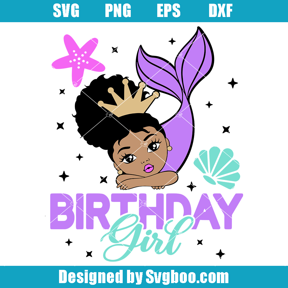 Mermaid Birthday Svg, Peekaboo Girl Svg, Afro Ponytails Svg Mermaid Birthday Svg
