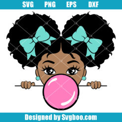 Peekaboo Girl with Puff Afro Ponytails Svg