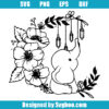Cute Elephant On The Floral Moon Svg