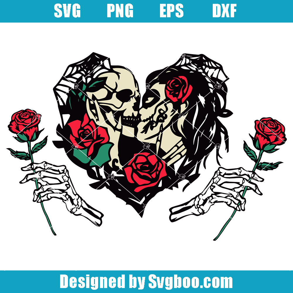 Floral Skull Lovers Svg, Couple Skull Svg, Floral Skull Svg Floral Skull Lovers Svg