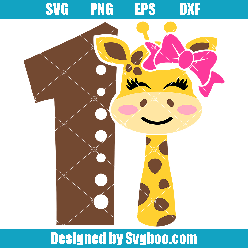 Girl 1st Birthday Svg, One Year Giraffe Svg, Giraffe Svg Girl 1st Birthday Svg