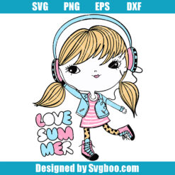 Girl Listening Music Svg