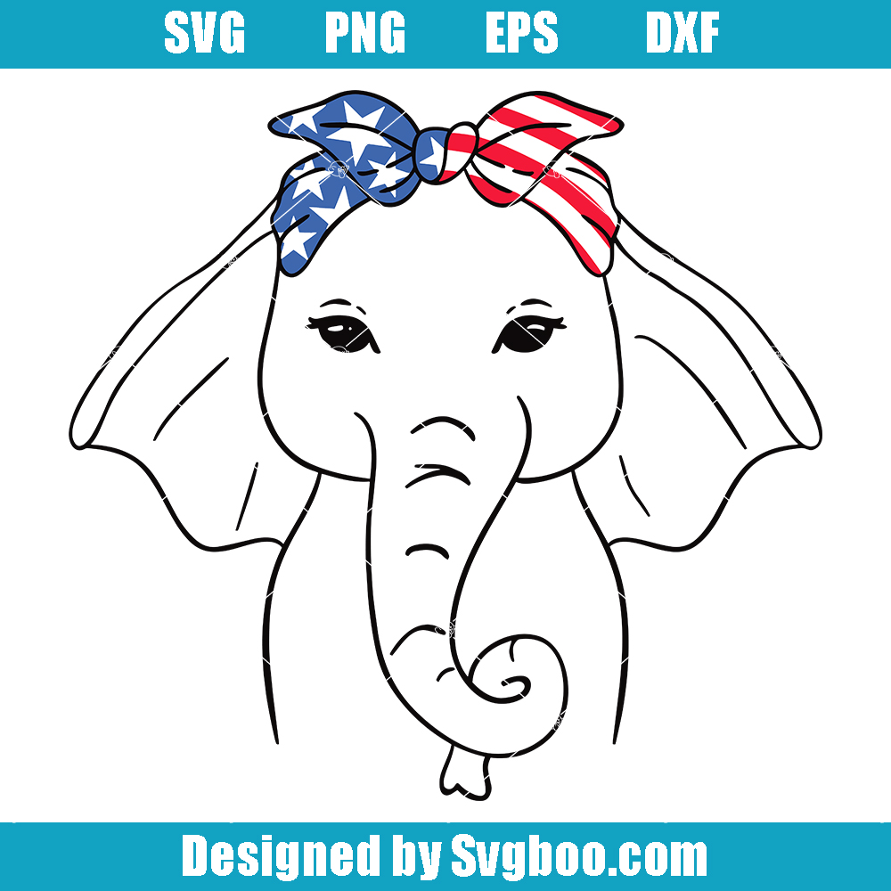 July 4th Elephant Svg, Elephant Bandana Svg, July 4th Animals Svg