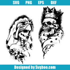 King and Queen Skull Svg
