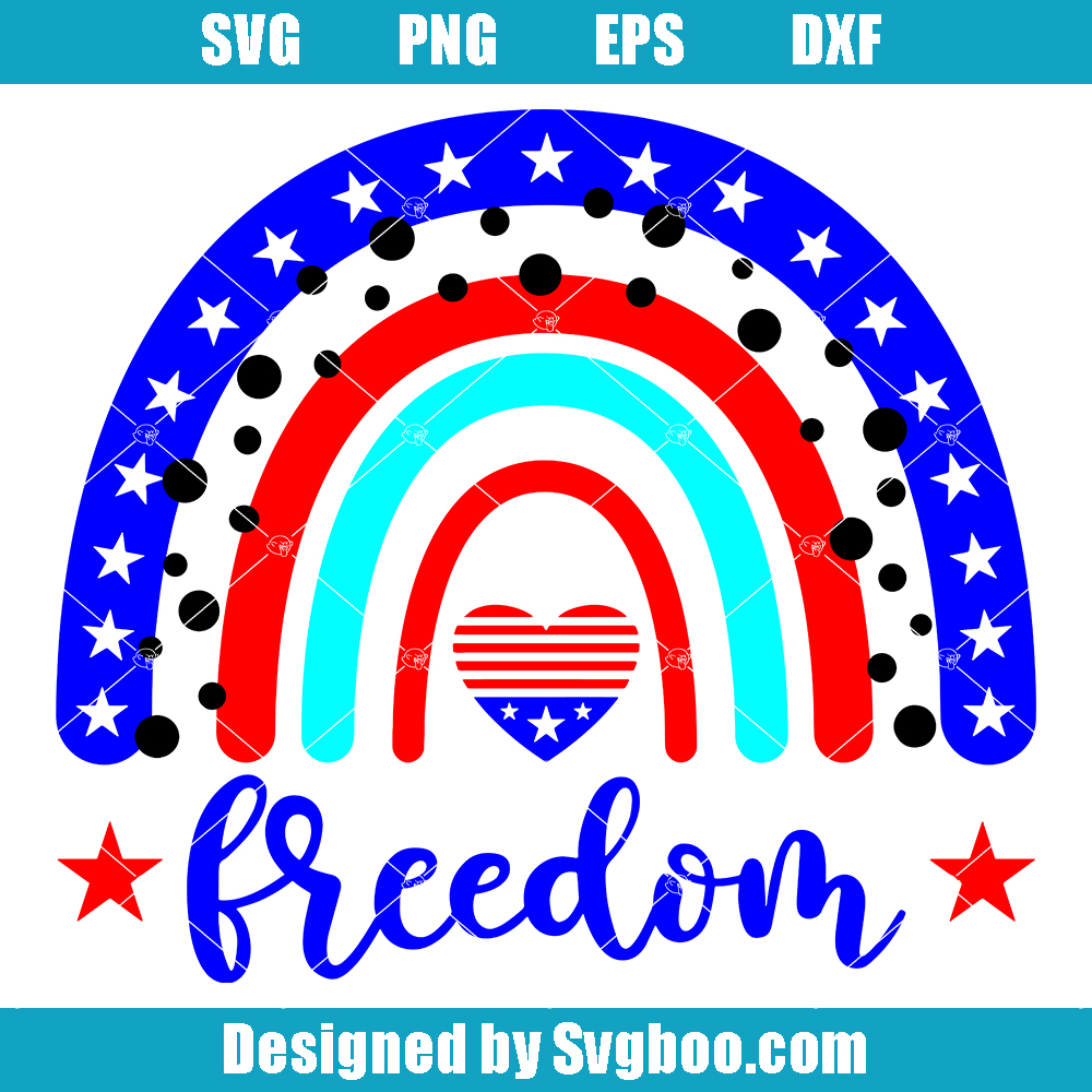Rainbow Freedom Svg, Patriotic Rainbow Svg, 4th of July Svg
