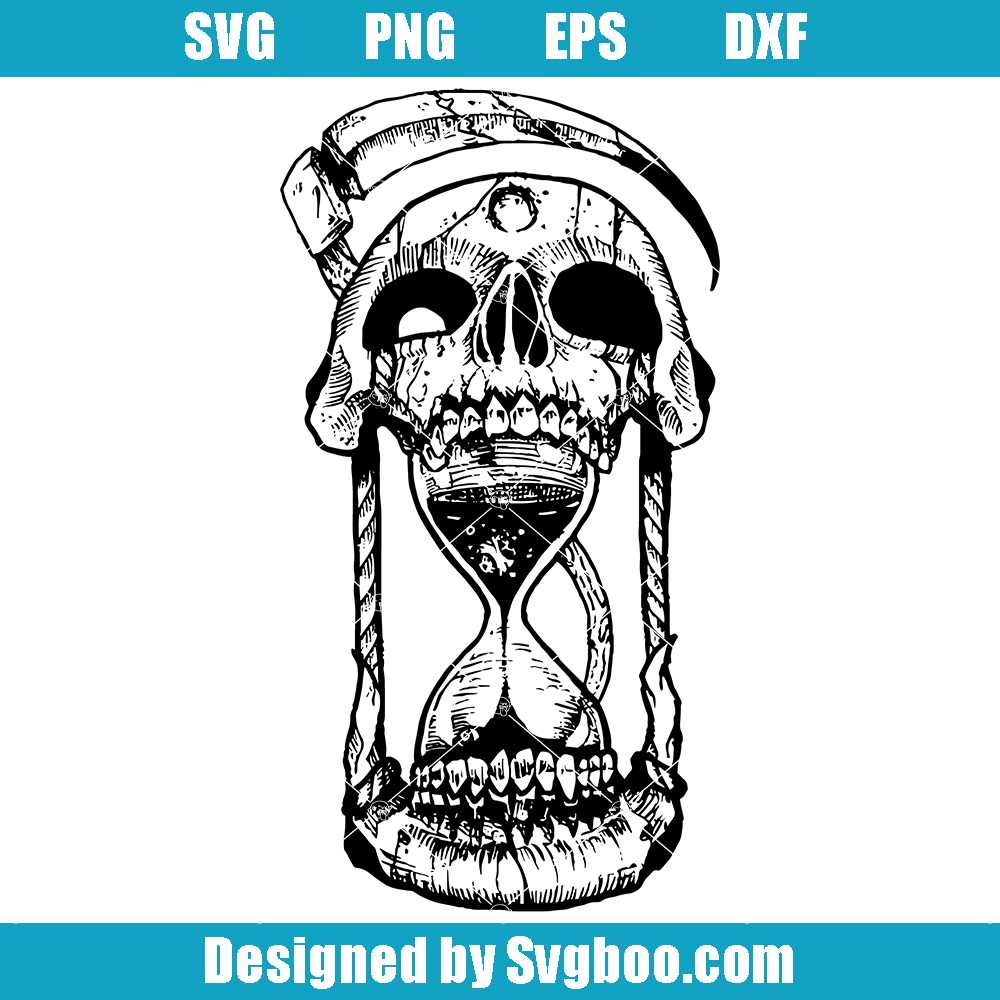 Skull in Hourglass Svg, Time to Die Svg, Skull Svg, Halloween Svg