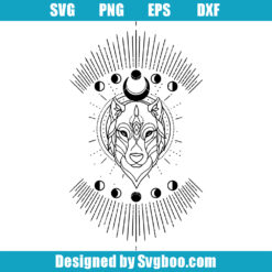 Wolf Geometry Moon Phase Svg