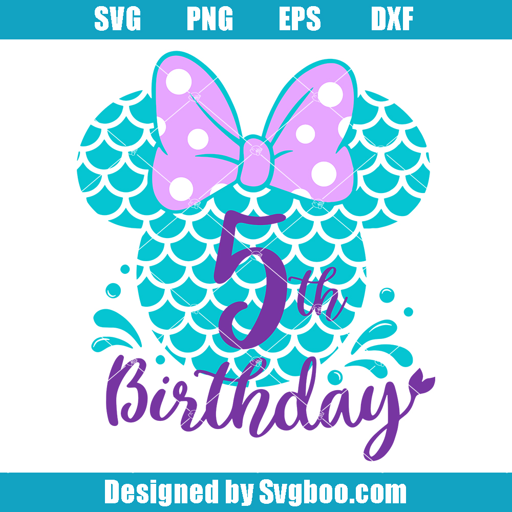 5th Birthday Girl Svg, Mermaid Themed Party Svg, Mermaid Svg