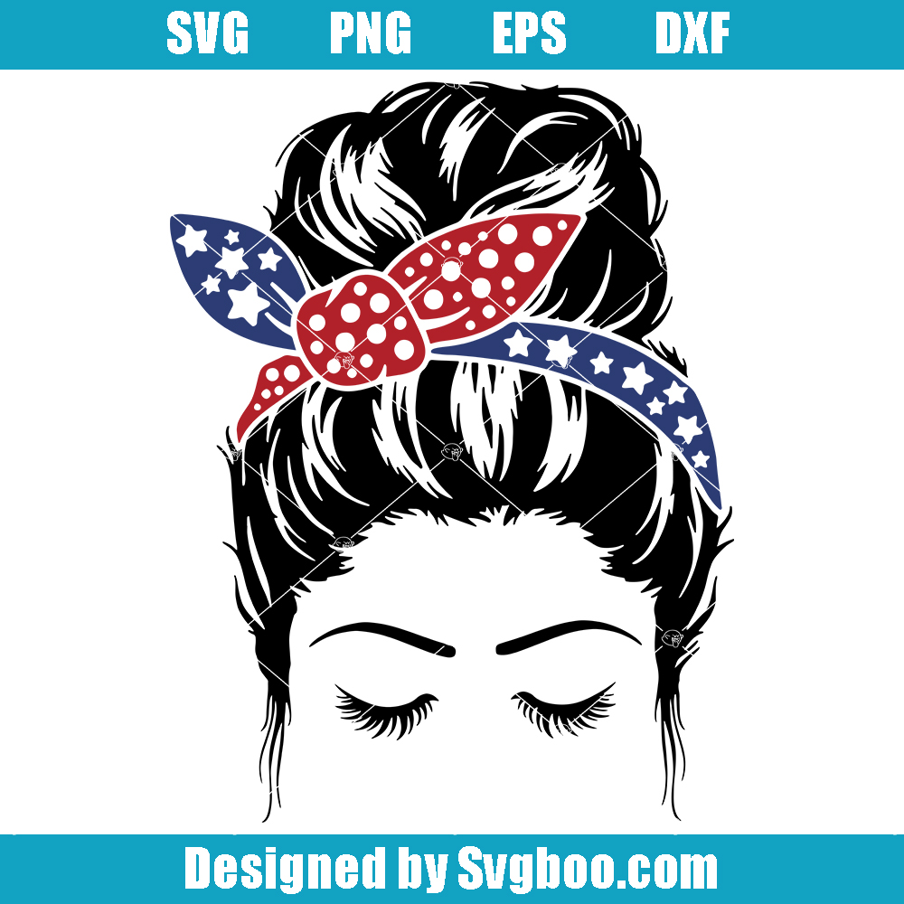 American Flag Momlife Svg, 4th Of July Mom Svg, Messy Bun Svg American Flag Momlife Svg