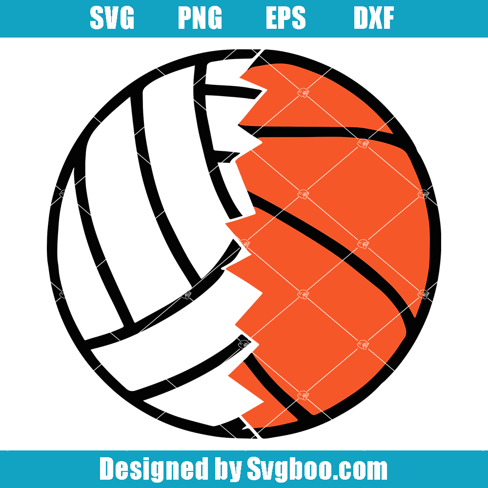 Basketball and Volleyball Are Cracked Half Svg, Mix & Match Svg Basketball and Volleyball Are Cracked Half Svg