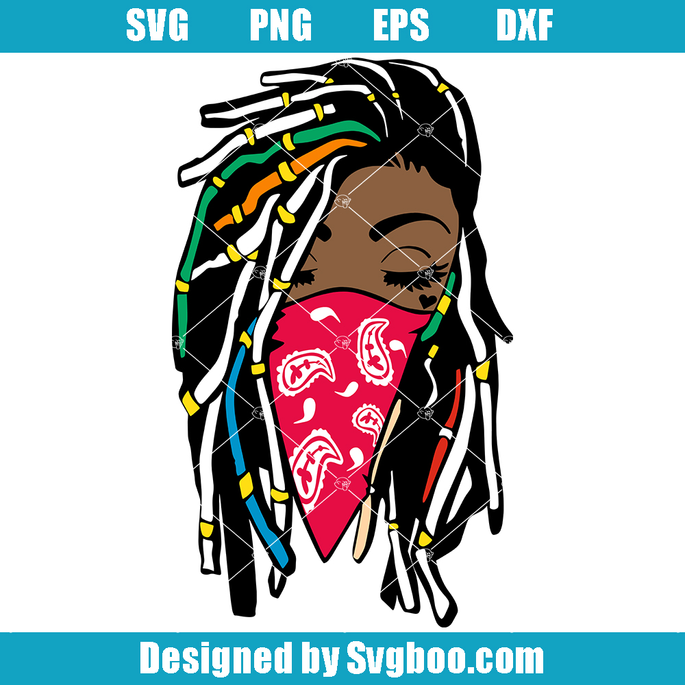 Black Woman with Dreadlocks Svg, Bandana Svg, Melanin Svg