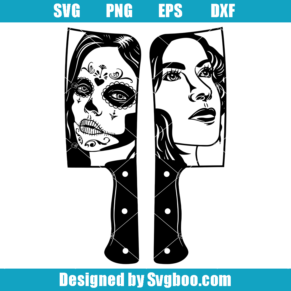 Knife Sugar Skull Svg, La Muerta Knife Svg, Women in Knife Svg