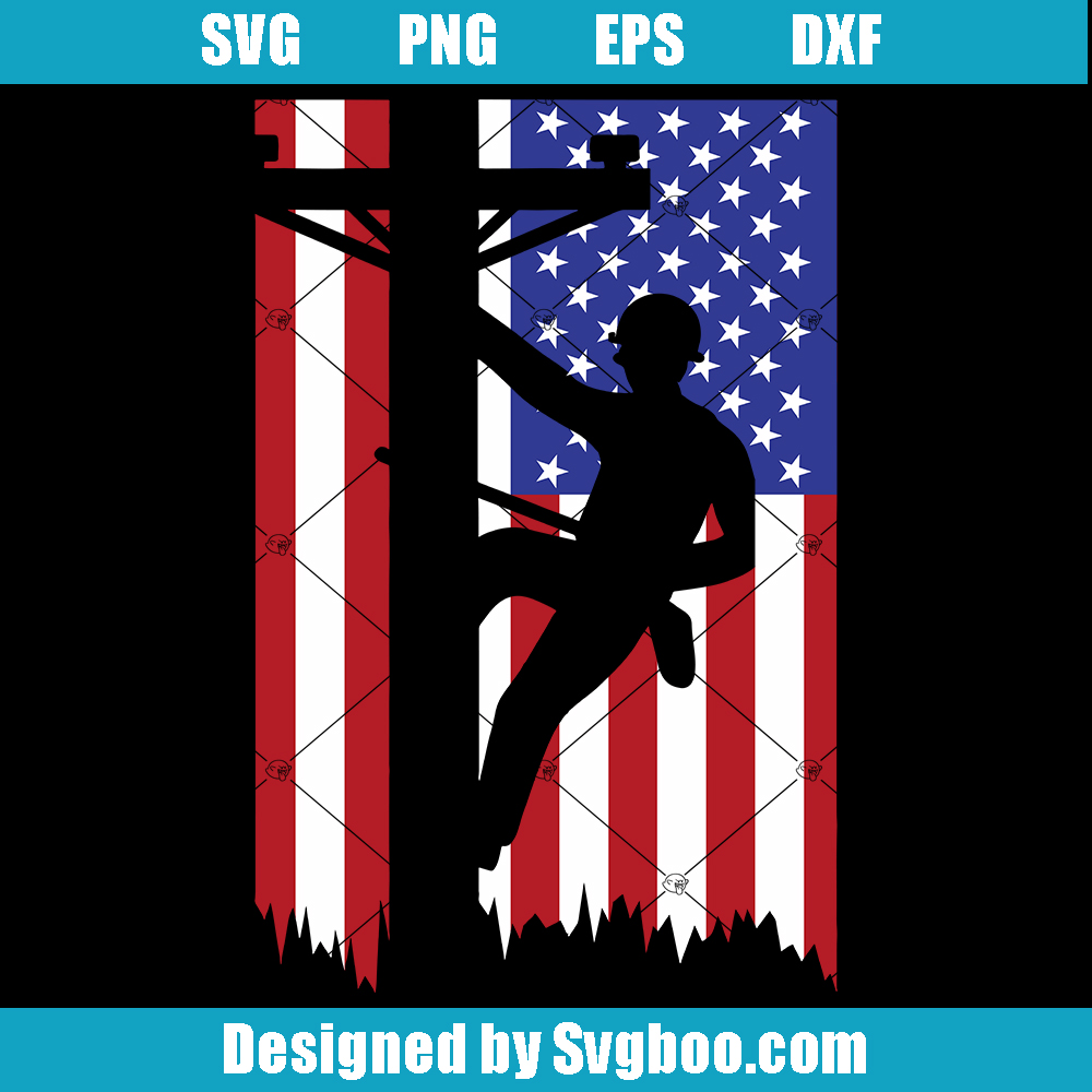 Lineman American Flag Svg, Lineworker Svg, Lineman Svg