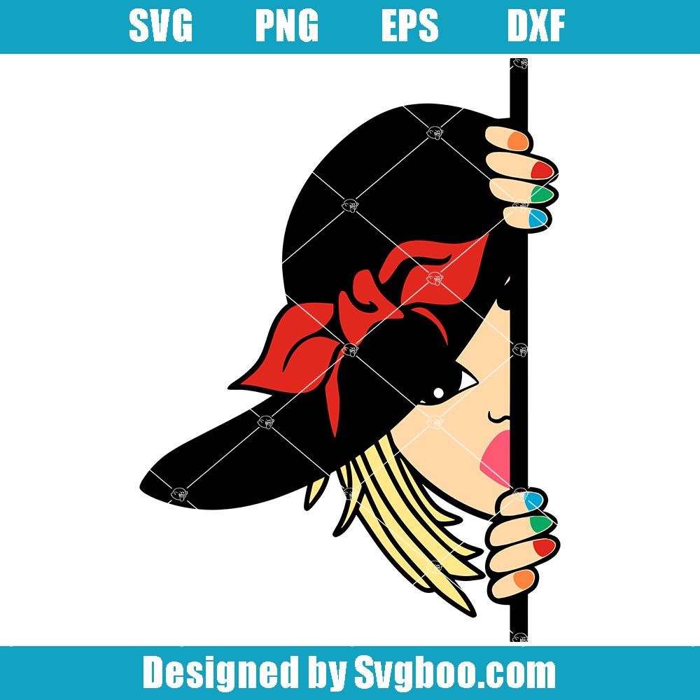 Peeking Girl with Hat Svg, American girl Svg, Nails Svg