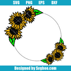Sunflower Wreath Svg, Colorful Flowers Svg, Floral Svg
