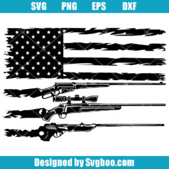USA Flag with Gun Svg