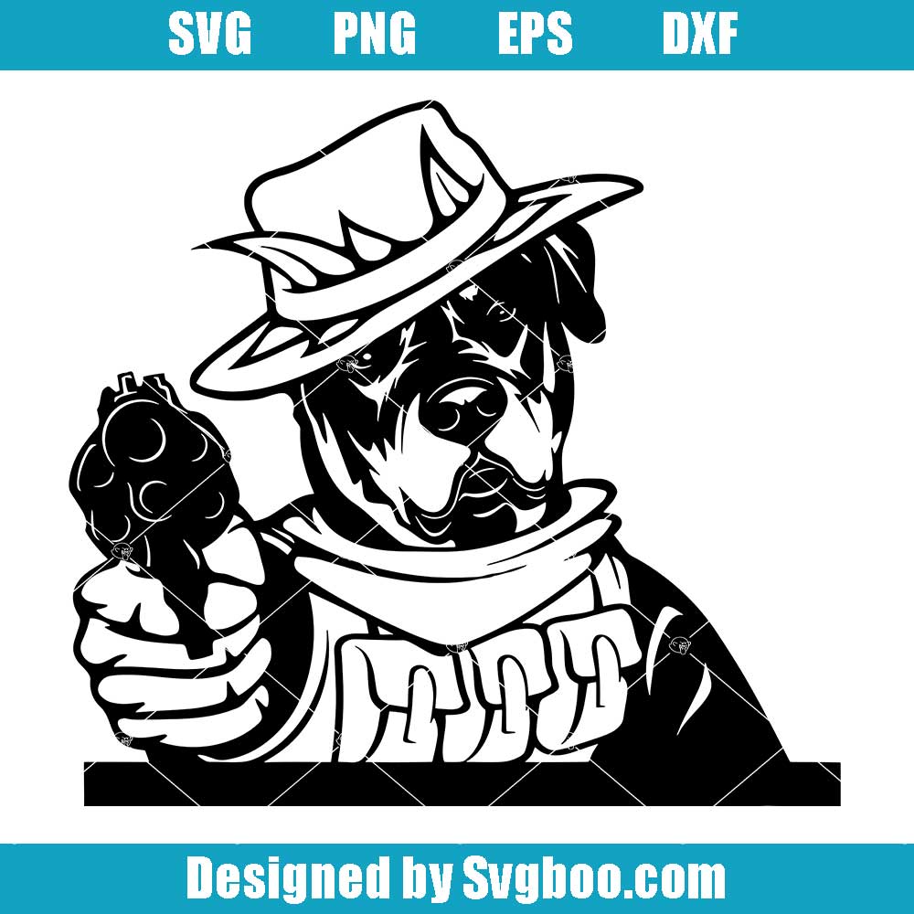 Rottweiler-With-Pistol-Angry-Svg,-Rotti-Svg,-Angry-Dog-Svg