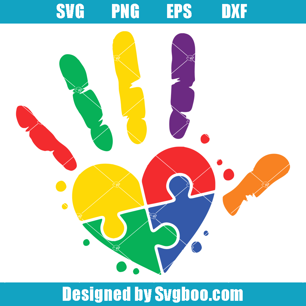 Autism Hand Print Svg, Autism Awareness Svg, Autism Puzzle Svg Autism Hand Print Svg