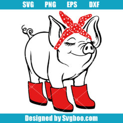 Cute Farm Pig with Bandana Svg