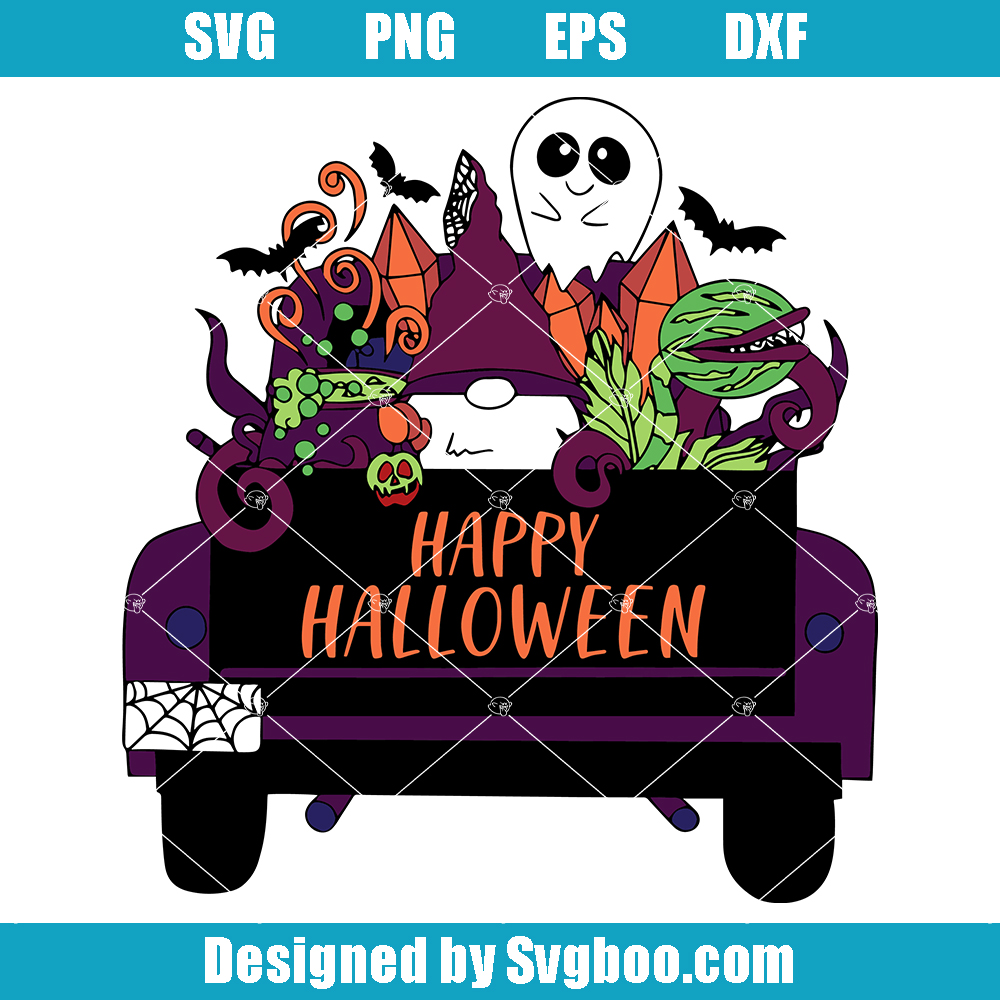 Fall Vintage Truck Svg, Halloween Truck Svg, Halloween Gnome Svg