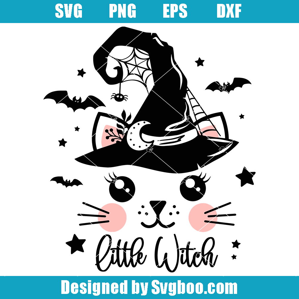 Halloween Cat Svg, Little Witch Svg, Happy Halloween Svg