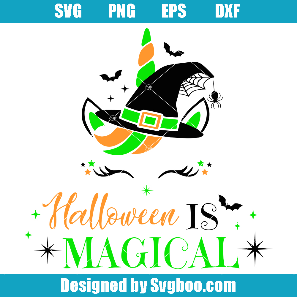 Halloween Unicorn is Magical Svg, Unicorn Witch Svg, Baby Kids Svg